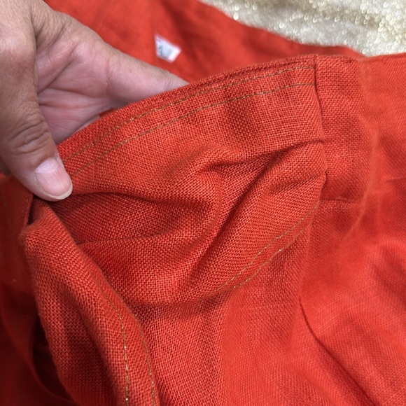 (R9) LERMAJ 100% linen vintage skirt from the 70s, size 14 oranges - Picture 8 of 13